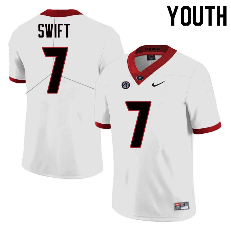 Youth Georgia Bulldogs #7 DAndre Swift College Football Jerseys Sale-White - Click Image to Close